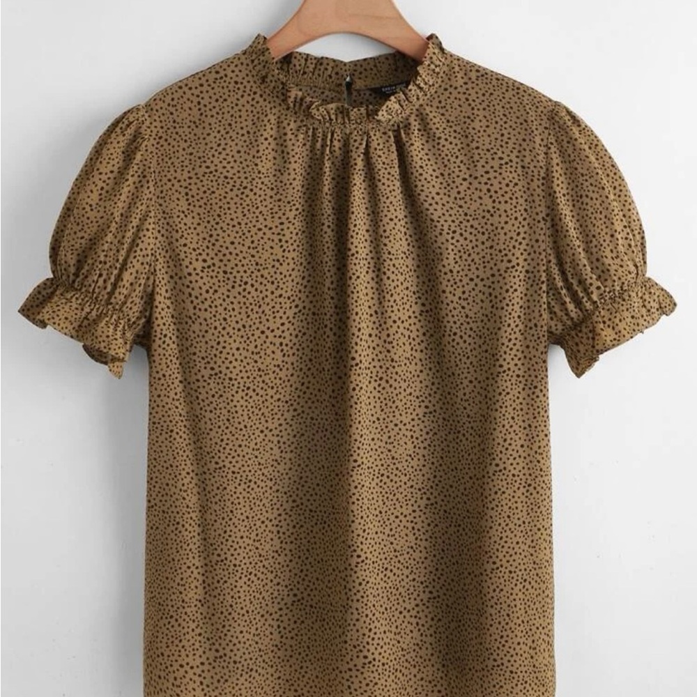 Allover Print Stand Collar Blouse